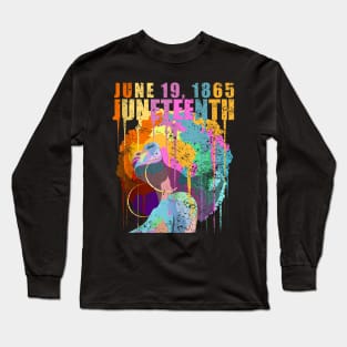 11 June 19 1865 Juneteenth Afro Woman Graffiti Art Long Sleeve T-Shirt